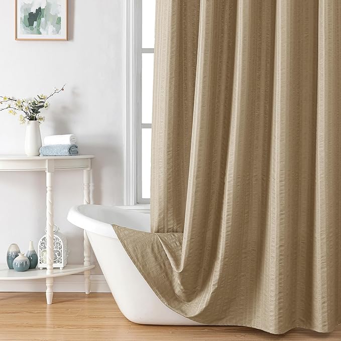 Aiyufeng Taupe Shower Curtain for Bathroom, Embossed Textured Fabric Shower Curtain for Bathroom - Soft Cloth & Hotel Spa, Machine Washable, 72X96, Taupe