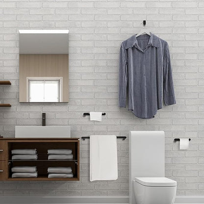 Globe Electric 63000010 4-Piece Bathroom Hardware Accessory Kit, Matte Black, Towel Bar, Toilet Paper Holder, Towel Ring, Robe Hook, Home Decor, Bathroom Set, Kitchen Décor, Design Essentials