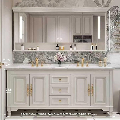 American Minimalist Bathroom Vanity with Sink Mirror 36-92IN, Premium Solid Wood Vanity with LED Lighting& Defogging