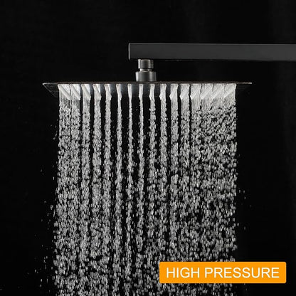 12 In Rain Shower Head High Pressure Rainfall Shower Head Bronze | Square Rain Bathroom Showerhead, High Flow, Large Stainless Steel, Ceiling Mounted, Wall Mounted, Waterfall Full Body
