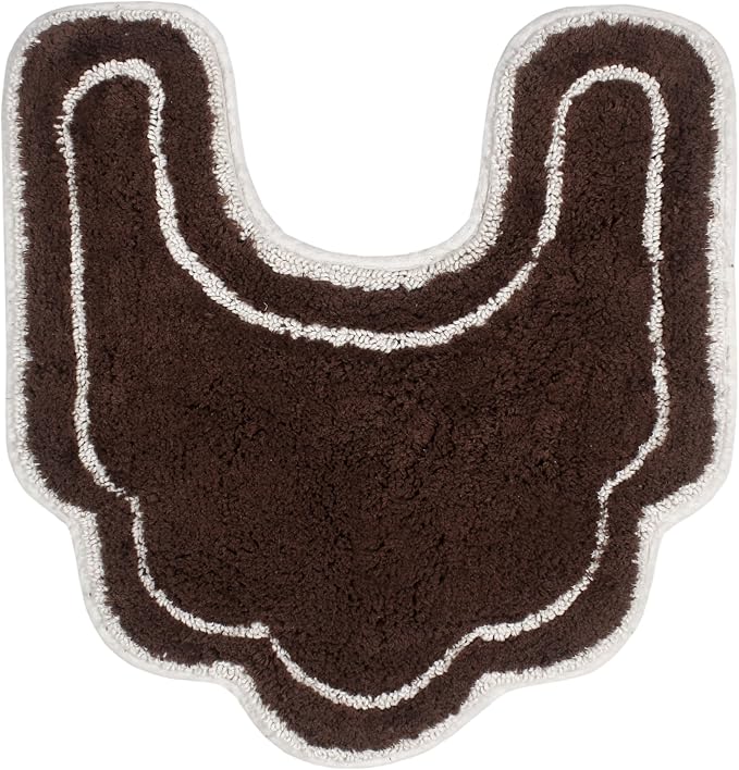 Home Weavers Allure Collection s U Shaped,Extra Thick, Non-Slip Contour Mat for Bathroom,100% Cotton Soft, Absorbent Water, Machine Washable, 20 Inch U Shaped Rug, Brown