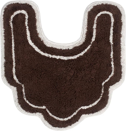 Home Weavers Allure Collection s U Shaped,Extra Thick, Non-Slip Contour Mat for Bathroom,100% Cotton Soft, Absorbent Water, Machine Washable, 20 Inch U Shaped Rug, Brown
