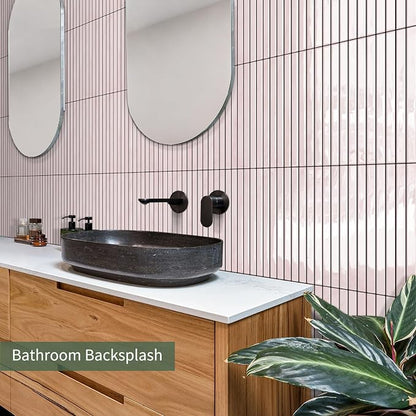 10-Sheet Upgraded Thick Peel and Stick Kitchen Backsplash Tiles | Waterproof Premium Self-Adhesive Wall Tile Stick on Backsplash for Kitchen,Bathroom and Fireplace(Pink,12"×12")