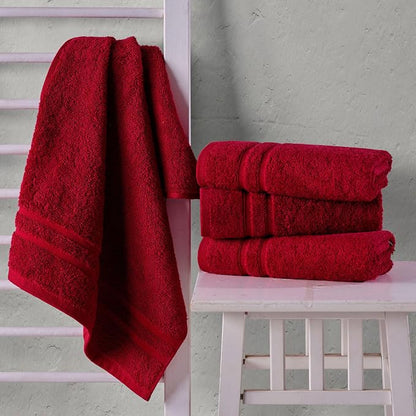 Hawmam Linen Red Hand Towels 4 Pack Turkish Cotton Premium Quality Soft and Absorbent Small Towels for Bathroom