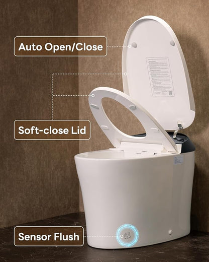 CANEST FC-001PRO Smart Toilet with Foam Shield, Toilet with Bidet Built in | Artistic Bidet Toilet with Powerful Flush, Auto Open/Close Lid, Advanced Hygiene System, ADA Comfort Height, Moving Dryer