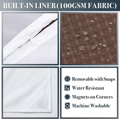 N&Y HOME Waffle Weave Shower Curtain with Snap-in Fabric Liner & 12 Metal Hooks Set - Hotel Style, Waterproof & Washable, Heavyweight Fabric & Mesh Top Window - 71x72, Chocolate Brown