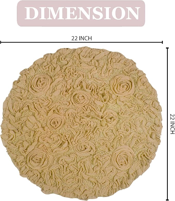 Home Weavers Bell Flower Collection 100% Cotton Tufted Bath Rugs, Extra Soft and Absorbent Bath Rugs, Non-Slip Bath Mats, Machine Washable, Bath Mats for Bathroom Floor and Tub, 22" Round, Yellow