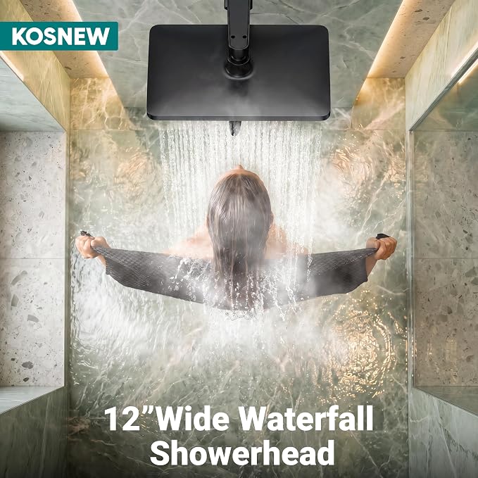 12" XXL Rainfall Shower Head with Handheld Combo Set, Matte Black | High Pressure, Magnetic Docking, Air-Infusion Tech, Anti-Leak One-Piece Design, Dual Square Showerhead