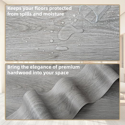 Art3d 15 Sq.ft Peel and Stick Floor Tiles, 10Pcs Luxury Vinyl Plank Flooring Wood Look, 36" × 6" Adhesive and Waterproof Tile Sticker for Bedroom, Living Room, Kitchen, Gray
