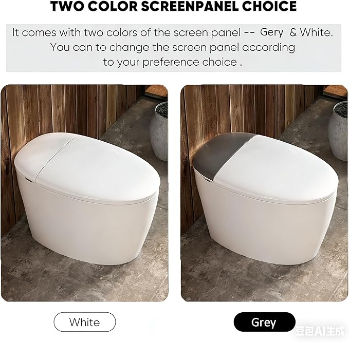 Smart Toilet with Basic Intelligent Function, Elongated Tankless Smart Toilet with Heated Seat, Auto Flush, Foot Kicking Flush, Night Light