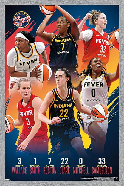 Trends International WNBA Indiana Fever -Team 24 Wall Poster, 22.4L x 14.7W, Gray Framed Version