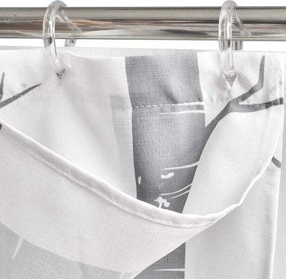 Lush Decor Bird On The Tree Double Swag Shower Curtain with Peva Lining & Rings, Gray, 16 Pieces