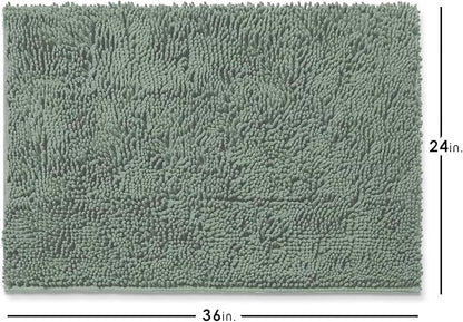 Hearth & Harbor Bathroom Rugs, Chenille Bath Mat - Machine Washable Bath Mats for Bathroom Non-Slip Backing Rubber, Quick Dry Bathroom Mat, 24 x 36 - Ice Green