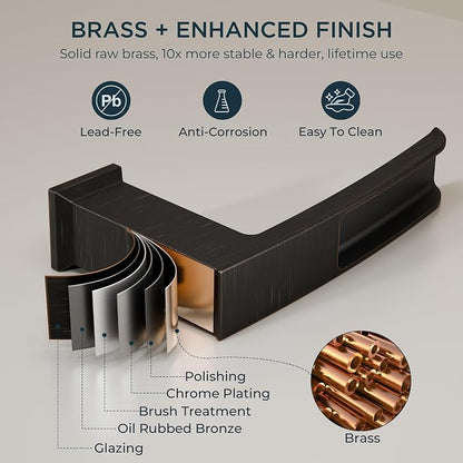 FORIOUS Roman Bathtub Faucet 3 Hole Deck Mount with 2 Handle Bronze | Tub Faucet for 3-Hole Set, 6-12" Centered Distance, Widespread Garden Bath Tub, Waterfall Spout, High Flow, Brass