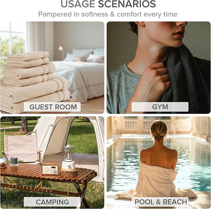 Comfort Spaces Towel Set for Bathroom 12 Piece Luxury Bath Towel Set 4 Hand Towel for Bathroom 4 Washcloth 4 Large Bath White Towel Sets 100% Cotton Quick Dry Towel Zero Twist Soft Lightweight Hotel