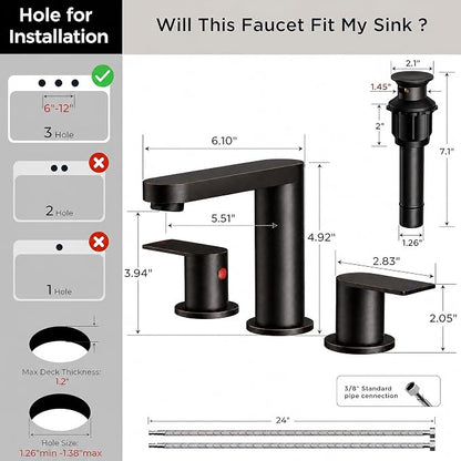 FORIOUS Bathroom Faucet 3 Hole 8" Widespread for Vanity Oil Rubbed Bronze | Two Handles Bathroom Sink Faucet with Pop-up Drain and cUPC Lines, Fits 6-12 Inch 3 Hole Install, for RV Laundry and Basin