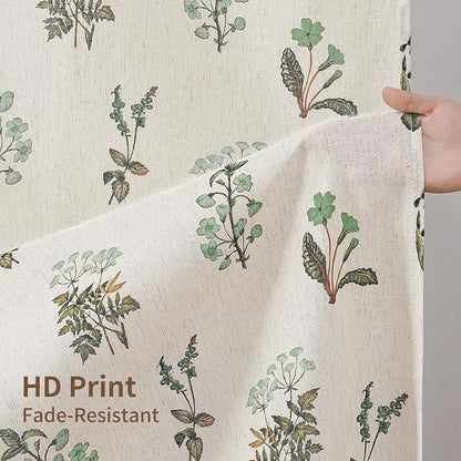 Colorful Star Farmhouse Green Floral Linen Shower Curtain, 72" W x 72" L | Vintage Boho Shower Curtain for Bathroom, French Country Pattern Waterproof Bathroom Curtains with 12 Clear Hooks
