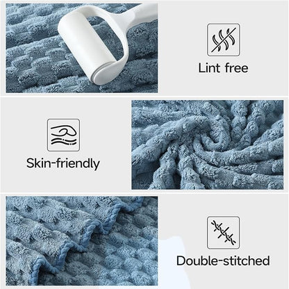 REDKISS Blue Microfiber Towels Set 6 Pack - 35x70 Inches Oversized Bath Sheets, Extra Large Bath Towels, Super Soft Quick Dry Lint Free Absorbent Waffle Microfiber Shower Towels