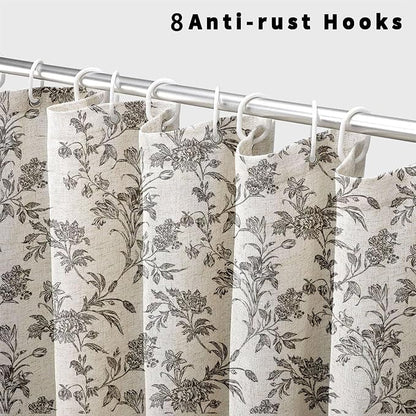 WOUVMA Black Floral Shower Curtain Linen Cottagecore Shower Curtain for Bathroom 54" W x 78" L