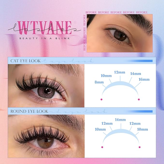 Fairy Lash Clusters Kit Wispy Eyelash Clusters DIY 8-16mm Manga Lash Clusters Eyelash Extension Kit 192pcs Individual Lashes Natural Lash Extension Kit with Lash Bond and Seal, Lash Tweezers by Wtvane