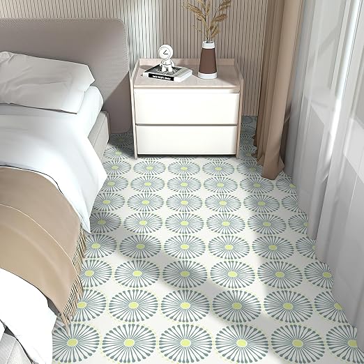 MORCART 20Pcs Peel and Stick Floor Tile, Vinyl Flooring, 7.87" x 7.87" Waterproof DIY Flooring for Bathroom, Kitchen, Fireplace, Pet House, Stairs, Bedrooms, Wall