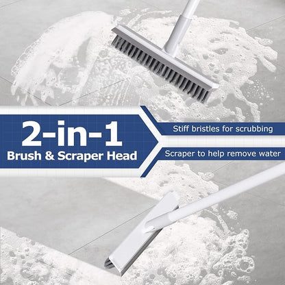 IVYROLL Grout Brush with Long Handle, Floor Cleaning Scrubber | with Stiff Bristles for Tile Line, Shower, Crevice, Bathroom, Kitchen and Hard-to-Reach Corners