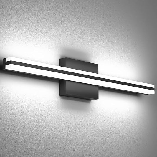 SOLFART Bathroom Vanity Lights Over Mirror 14W 24 Inch Modern Black Bathroom Light Fixture 6000K ND