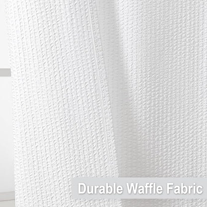 OVZME Berry White Shower Curtain, Embossed Textured Fabric Shower Curtain for Bathroom - Soft Cloth & Hotel Spa Luxury, Water Repellent, Machine Washable Shower Curtain, 72X72, White