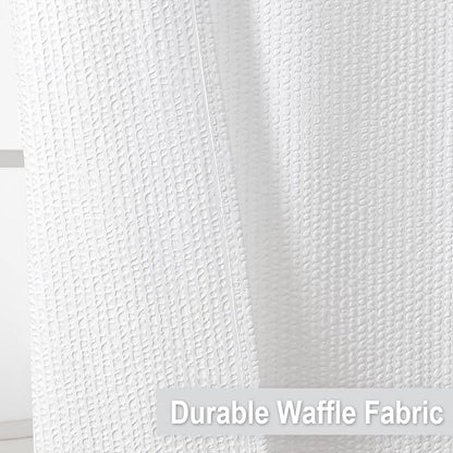 White Long Stall Shower Curtain 54X78 inch, Embossed Textured Fabric Shower Curtain for Bathroom - Soft Cloth & Hotel Spa, Water Repellent, Machine Washable Bathroom Curtain