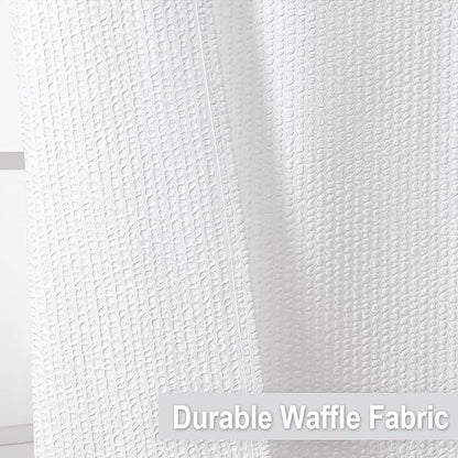 OVZME White Stall Fabric Shower Curtain 60X72 inch, Embossed Textured Fabric Shower Curtain for Bathroom - Soft Cloth & Hotel Spa, Water Repellent, Machine Washable Bathroom Curtain