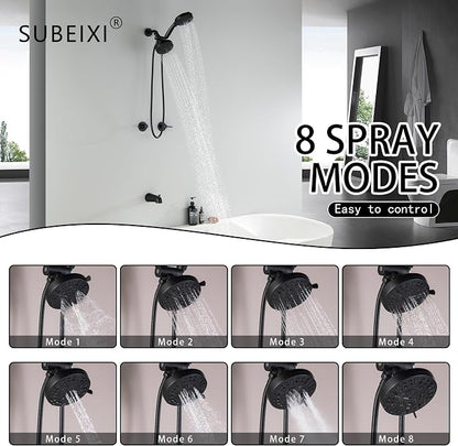2 Handle Shower Faucet Set with Tub Spout Matte Black Two Handle Shower Faucet Set Complete Tub and Shower Trim Kit, Wall Mount