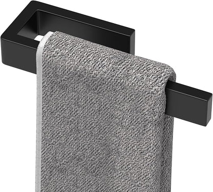 HUFEEOH Hand Towel Holder, Stainless Steel Bathroom Towel Holder Towel Bar, Matte Black Dish Towel Hanger Wall Mount Kitchen Towel Rack Heavy Duty Hand Towel Racks for Bathroom