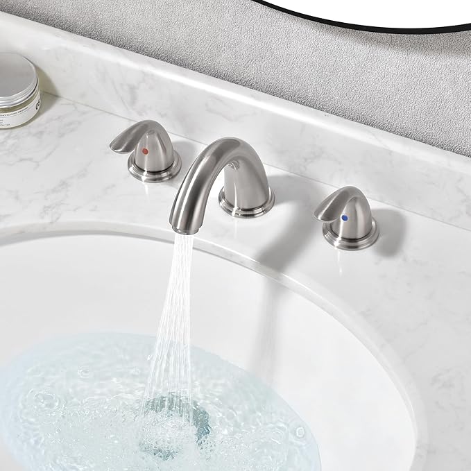 sumerain 8 Inch Widespread Sink Bathroom Faucet Brushed Nickel Two Handle Vanity Faucet