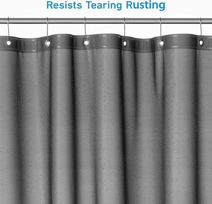 EHZNZIE Shower Curtain Liner Light Weight PEVA, Shower Liner 72x72 Inches, Waterproof, No Chemical Smell with 12 Rust Proof Metal Grommets for Bathroom Shower Curtain, Dark Grey