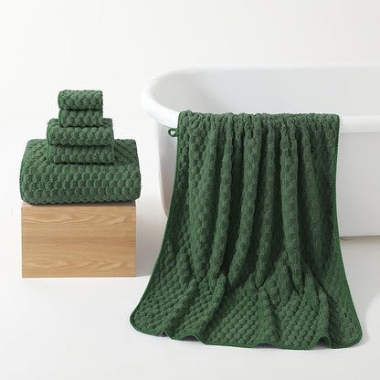 REDKISS Olive Green Microfiber Towels Set of 6-35x70 Inches Oversized Bath Sheets, Extra Large Bath Towels Set of 6, Super Soft Quick Dry Lint Free Absorbent Waffle Microfiber Shower Towels