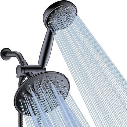 FEELSO Shower Head with Handheld Spray, 8" High Pressure Rain Showerhead | 7+8 Modes Dual Shower Head, Anti-Clog Nozzles, 71” Shower Hose Extra Long, Adjustable Holder, Shower Separately or Together