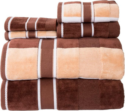 Lavish Home Bathroom Towels Set, Bathroom Accessories, Beige, Set of 6 | Includes 2 Bath Sheets, 2 Hand Towels, and 2 Wash Cloths, Soft 525 GSM 100% Cotton Set for Shower, Gym, Dorm, and Spa