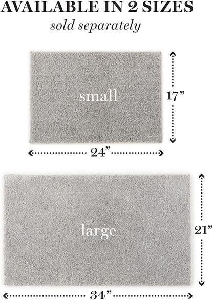 MARTHA STEWART Drylon Microfiber Bath Rug - 1 Piece, Ultra Soft Plush, Non-Slip, Thick, Washable Bathroom Rugs, Home Decor Accessories, Household Essentials, Large Bath Mat, 21" x 34", Light Gray