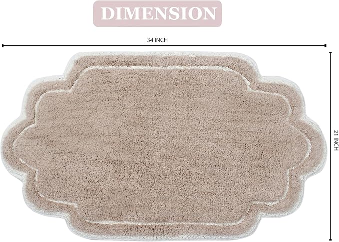 Home Weavers Allure Collection 100% Cotton Tufted Bathroom Rug, Soft and Absorbent Bath Rugs, Non-Slip Bath Carpet, Machine Wash Dry Bath Mats for Bathroom Floor, 21"x34" Bath Rug, Linen