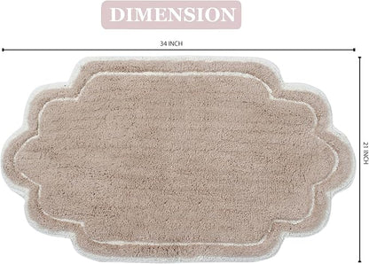 Home Weavers Allure Collection 100% Cotton Tufted Bathroom Rug, Soft and Absorbent Bath Rugs, Non-Slip Bath Carpet, Machine Wash Dry Bath Mats for Bathroom Floor, 21"x34" Bath Rug, Linen