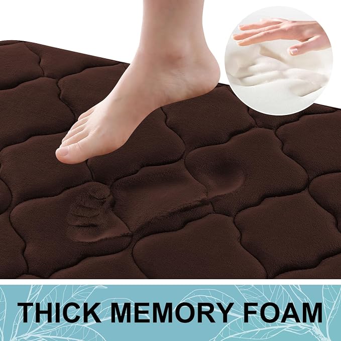 OLANLY Memory Foam Bath Mat Rug 59x20, Ultra Soft and Absorbent Bathroom Rugs, Non-Slip, Comfortable, Machine Washable Bath Carpet for Bathroom Floor, Tub, Shower and Home Decor Accessories, Brown
