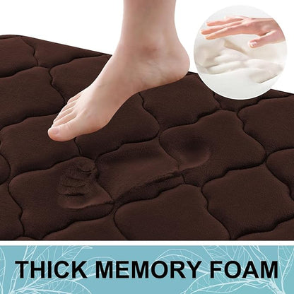 OLANLY Memory Foam Bath Mat Rug 59x20, Ultra Soft and Absorbent Bathroom Rugs, Non-Slip, Comfortable, Machine Washable Bath Carpet for Bathroom Floor, Tub, Shower and Home Decor Accessories, Brown
