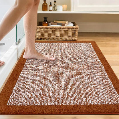 48x32 Large Bathroom Rugs Washable Non Slip, Bath Mat for Bathroom Floor Tub, Soft Absorbent Quick Dry Mats for Shower, Bathtub,Home Decor(Coral Orange)