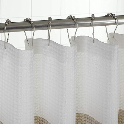 Dainty Home Bathroom 3D Textured Bath Ombre Waffle Shower Curtain Set with 12 Roller Ball Hooks, 70x72 Water Resistant Polyester Fabric. Washable, Durable, Perfect Stylish Shower Curtain Decor