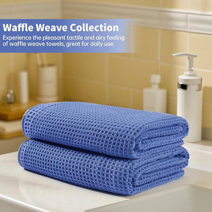 MICROFI New Microfiber Waffle Bath Towels, 2 Pieces, Soft, Absorbent, Fast Drying, Lint Free 430 GSM (30''x60''/76cm x 152cm)