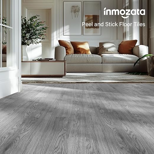 INMOZATA Peel and Stick Floor Tile Waterproof Tile Vinyl Flooring Sample | 5 Packs Heat-resistant, Wood Grain Self Adhesive Flooring for DIY Bedroom Living Room Bathroom Kitchen