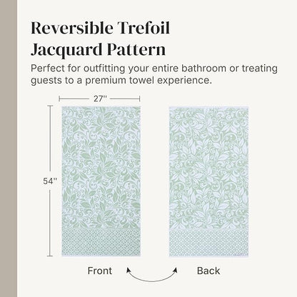Modern Threads Botanical Vine 6-Piece 100% Cotton Towel Set – Reversible Yarn Dyed Jacquard – Includes 2 Bath Towels, 2 Hand Towels, 2 Washcloths – Absorbent, Quick Dry, Soft & Durable – Sage Green
