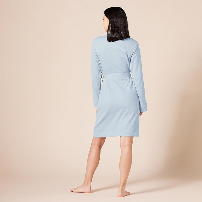 Amazon Essentials Women's Lightweight Cotton Waffle Mid-Length Bathrobe (Available in Plus Size)
