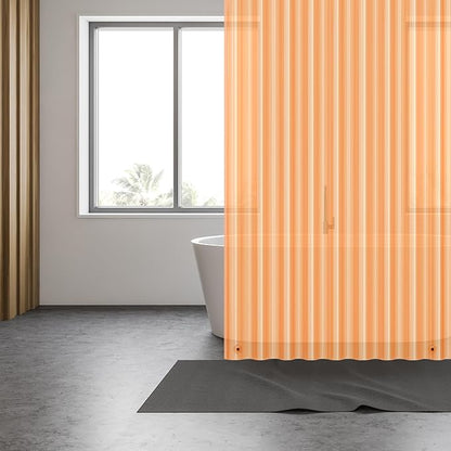 EHZNZIE Shower Curtain Liner Light Weight PEVA, Shower Liner 72x72 Inches, Waterproof, No Chemical Smell with 12 Rust Proof Metal Grommets for Bathroom Shower Curtain, Clear Orange