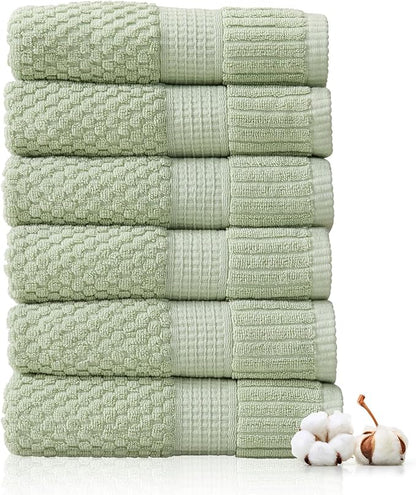 6 Pack 100% Cotton Hand Towels | Sage Towels | Oeko‑TEX Standard 100 | Soft & Absorbent, Quick‑Dry | Trinity Collection - Sage Green